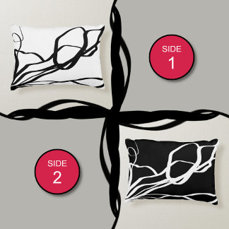 Bouquet Blanc & Noir: Abstract White & Black Accent Pillow