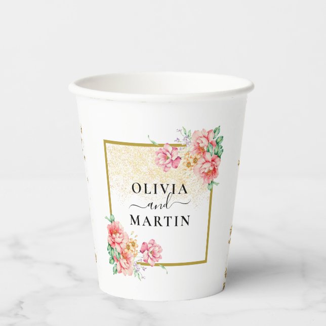 Bouquet Bloom Wedding Paper Cup (Front)