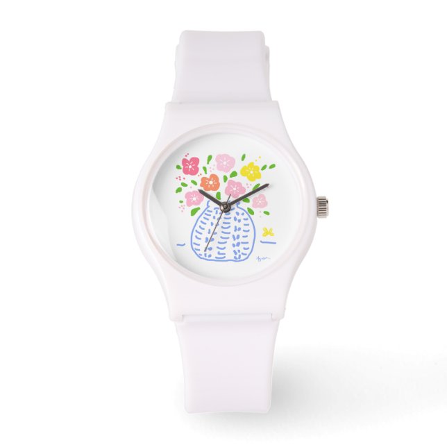 Bouquet Blue and White Watch (Front)