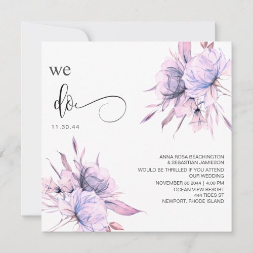  Bouquet Blush Pink AR15 Floral QR RSVP WEDDING Invitation