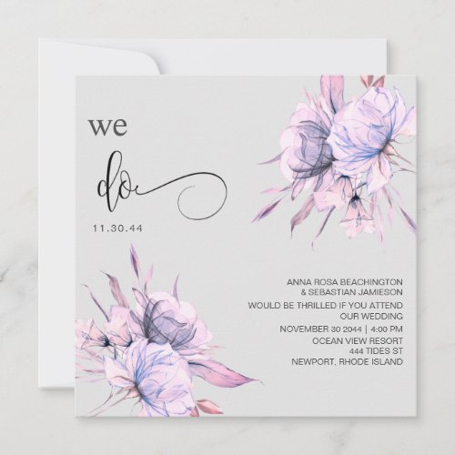  Bouquet Blush Pink Floral AR15 QR RSVP WEDDING Invitation