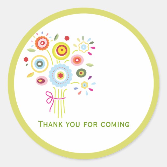 Bouquet Bridal Shower Favor Sticker (Front)