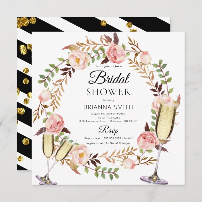 Bouquet Crown Flowery  Classy Bridal shower Invitation (Front/Back)