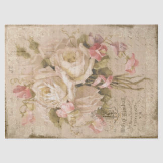 Bouquet de Roses White Roses on Ledger Decoupage Tissue Paper