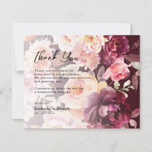 Bouquet Floral Burgundy wedding thank you cards
