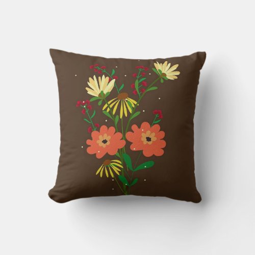 Bouquet Flowers Background Throw Pillow