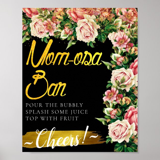 Bouquet Flowers Elegant Mimosa Bar Sign (Front)