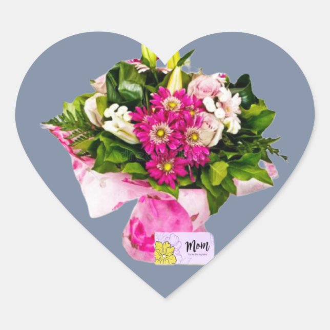 Bouquet For Mom Heart Sticker (Front)