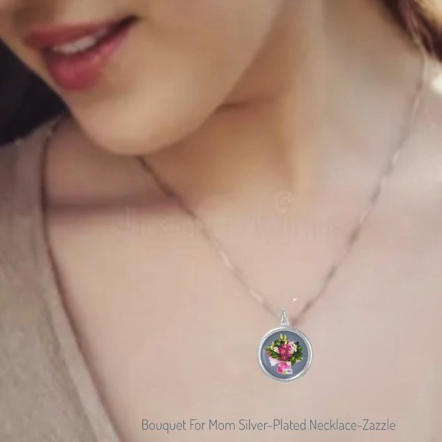 Bouquet For Mom Silver Plated Necklace (Creator Uploaded)