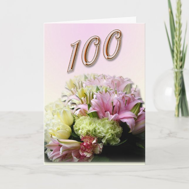 Bouquet Happy 100th Birthday Greeting Card (Front)