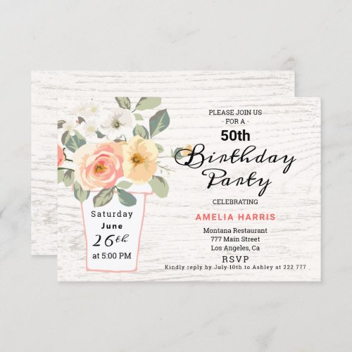 Bouquet in a Vase Birthday Invitation