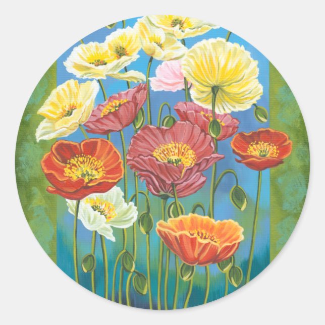Bouquet in Border I Classic Round Sticker (Front)