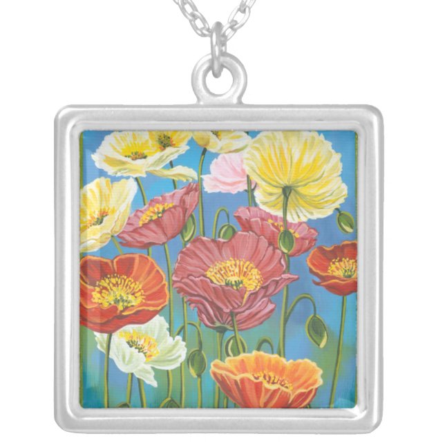 Bouquet in Border I Silver Plated Necklace (Front)