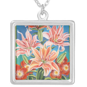Bouquet in Border II Silver Plated Necklace