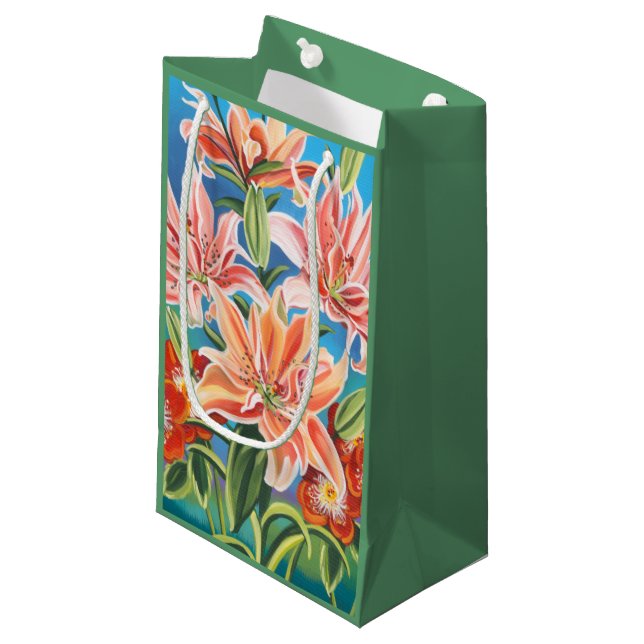 Bouquet in Border II Small Gift Bag (Front Angled)