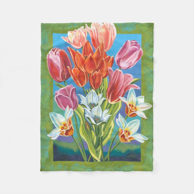 Bouquet in Border III Fleece Blanket (Front)