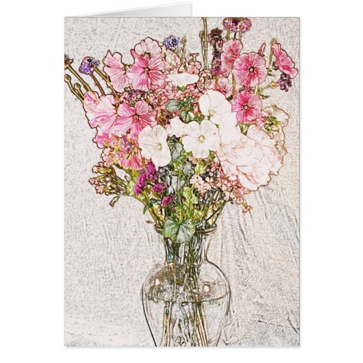 Bouquet in Clear Vase Cards (Front)