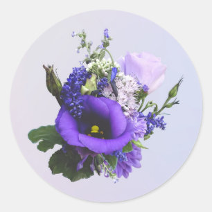 Bouquet in Shades of Purple Classic Round Sticker
