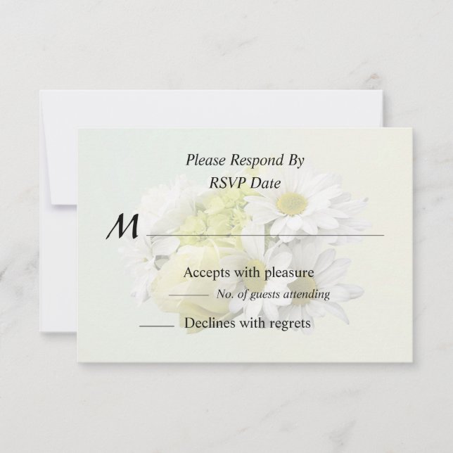 Bouquet in Shades of White and Yellow RSVP Card (Front)