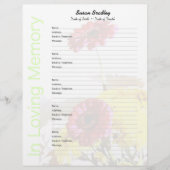Bouquet - Memorial Guest Book Custom Filler Pages (Front)