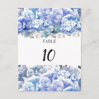Bouquet Monochrome Blue Table Seating Number Card