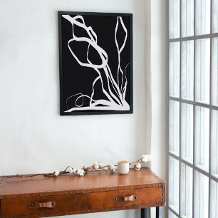 Bouquet Noir: Abstract Black & White Canvas Print