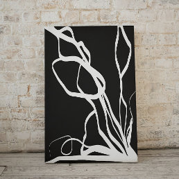 Bouquet Noir: Abstract Black &amp; White Faux Canvas Print