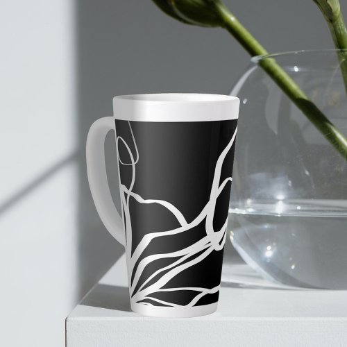 Bouquet Noir Abstract Black  White Latte Mug
