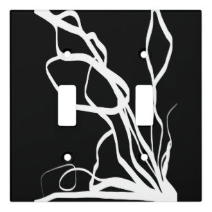 Bouquet Noir: Abstract Black & White Light Switch Cover