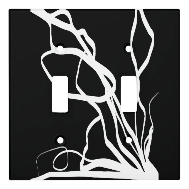 Bouquet Noir: Abstract Black & White Light Switch Cover (Front)
