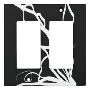 Bouquet Noir: Abstract Black & White Light Switch Cover