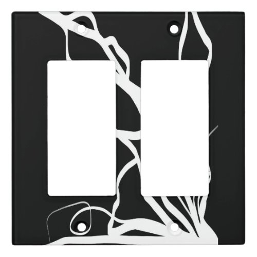 Bouquet Noir Abstract Black  White Light Switch Cover