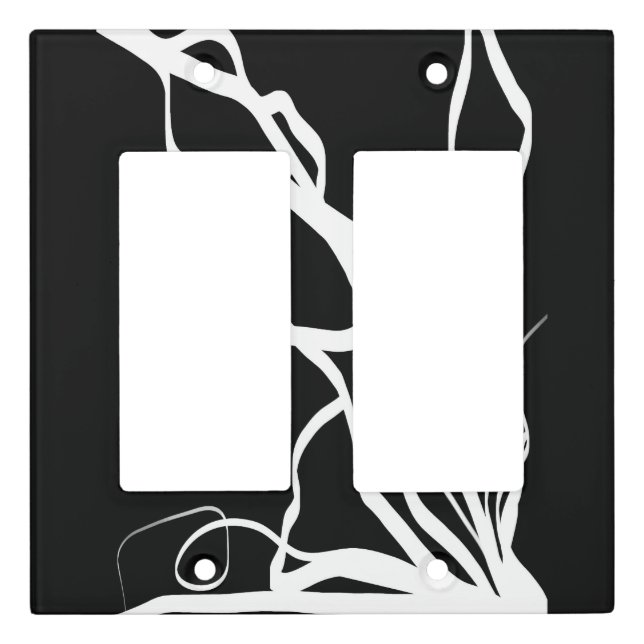 Bouquet Noir: Abstract Black & White Light Switch Cover (Front)