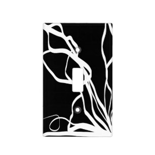 Bouquet Noir: Abstract Black & White Light Switch Cover