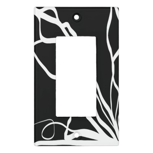 Bouquet Noir Abstract Black  White Light Switch Cover