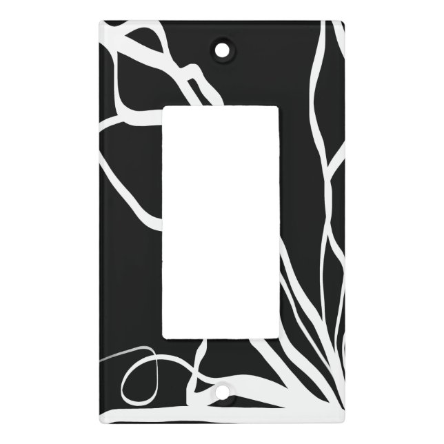 Bouquet Noir: Abstract Black & White Light Switch Cover (Front)