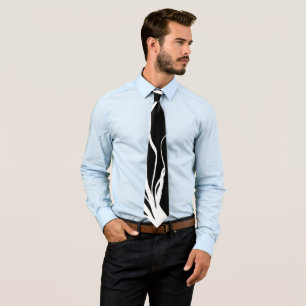 Bouquet Noir: Abstract Black & White Neck Tie