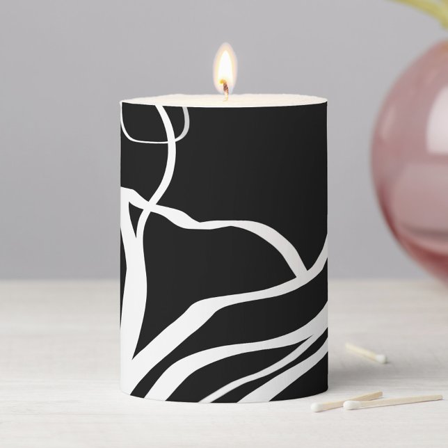 Bouquet Noir: Abstract Black & White Pillar Candle (Creator Uploaded)