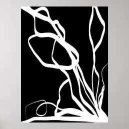 Bouquet Noir: Abstract Black &amp; White Poster