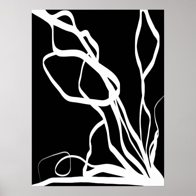 Bouquet Noir: Abstract Black & White Poster (Front)