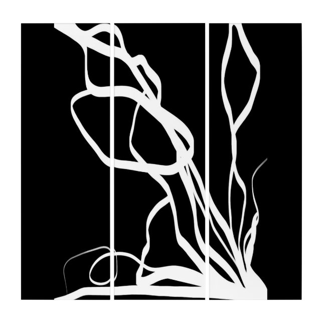 Bouquet Noir: Abstract Black & White Triptych (Front)