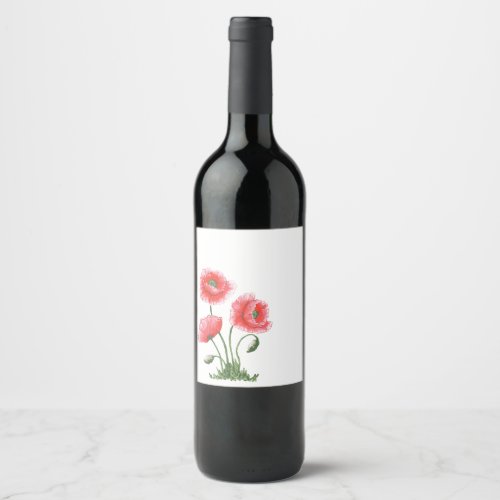 Bouquet of beautiful field poppies notebook wine label