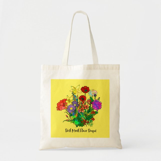 Bouquet of Birth Month Flowers Tote Bag (Front)