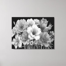 Bouquet Of Blooming Flowers In B+W on a Wall