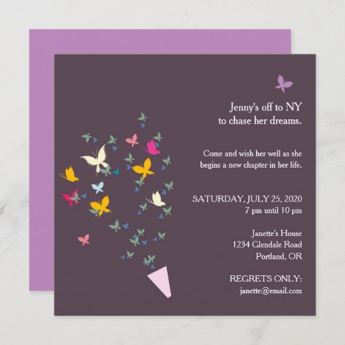 Bouquet of Butterflies Farewell Party invitation