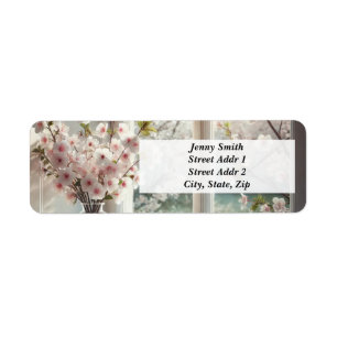 Bouquet of Cherry Blossoms by the window Label