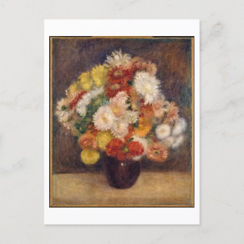 Bouquet of Chrysanthemums by Renoir Painting Postcard