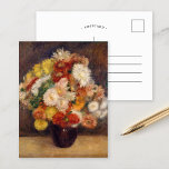 Bouquet of Chrysanthemums | Renoir Postcard<br><div class="desc">Bouquet Of Chrysanthemums (1881) | Original artwork by French Impressionist artist Pierre-Auguste Renoir (1841-1919). The painting depicts an abstract impressionist still life of flowers in earthy autumn red,  orange,  yellow and brown colors. 

Click Customize It to add your own text or personalize the design.</div>