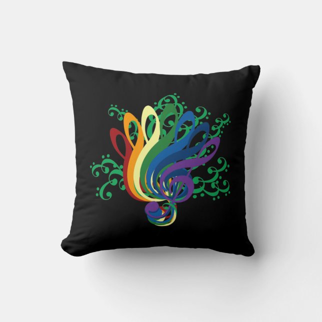 Bouquet of Clefs Throw Pillow (Front)