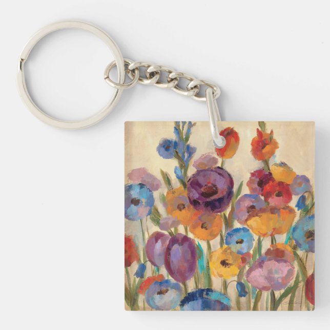 Bouquet of Colorful Flowers Keychain (Front)